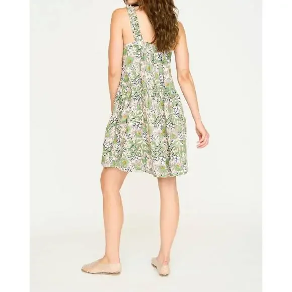 Tiered Floral Mini Dress in Light Green - Picture 4 of 6